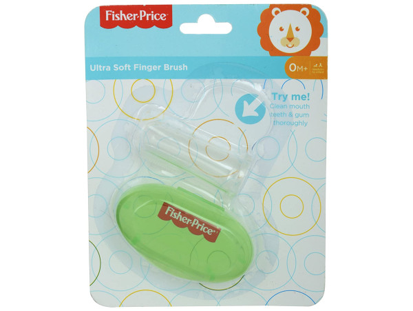 Fisher-Price Silicone Baby Finger-Brush with Case, Green